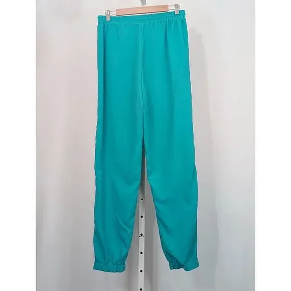 Vintage 90s Track Pants Teal Green Exercise Workout Misses Size L - Picture 4 of 6